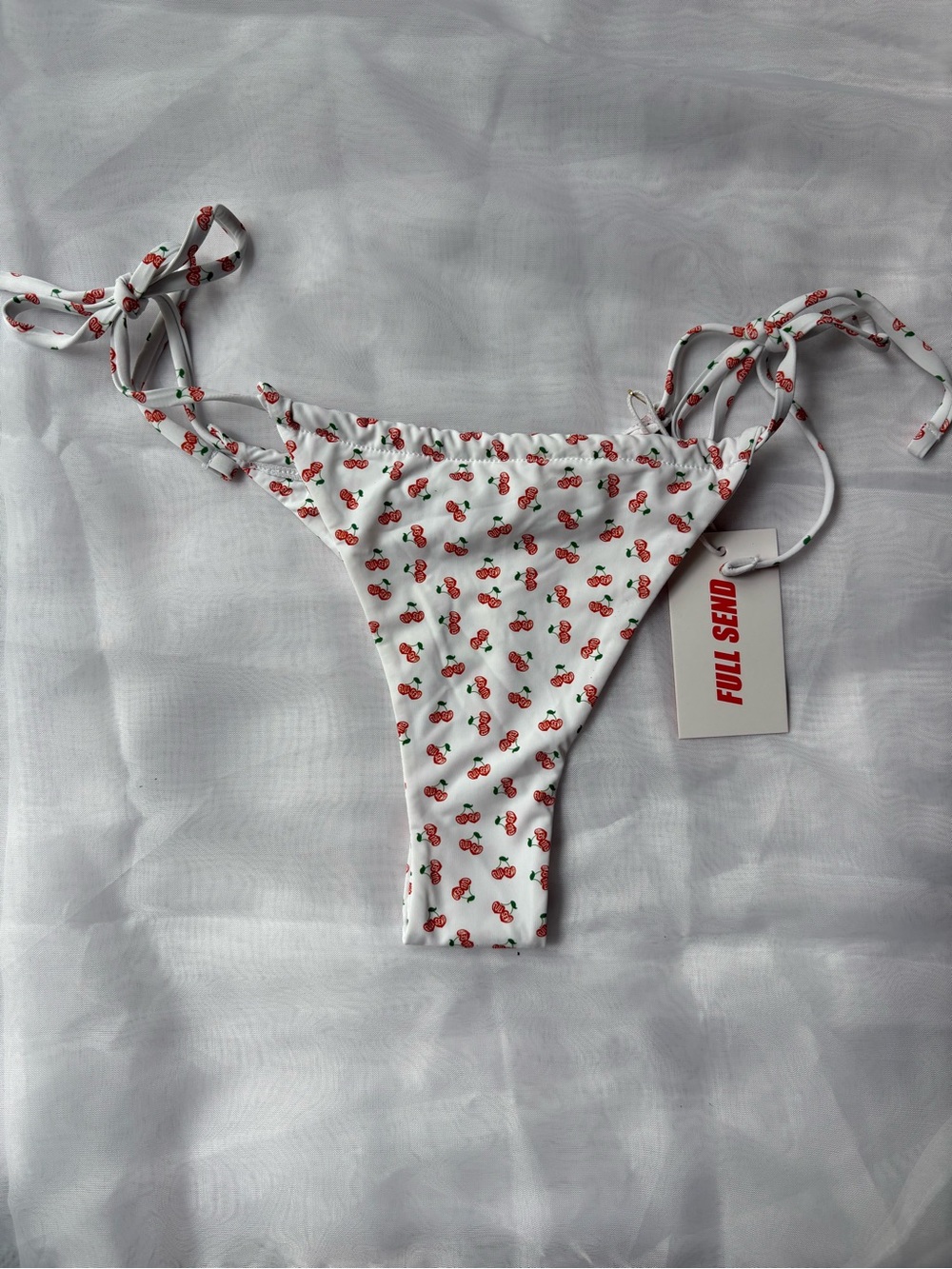 NWT Sz M Full Send String Cherry Print Bikini Bottom